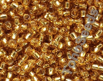 10g Toho Beads 08/0 Silver Lined Gold Topaz seed bead, TR-08-22B Japan seed bead size 8 Golden Rocaille 3mm