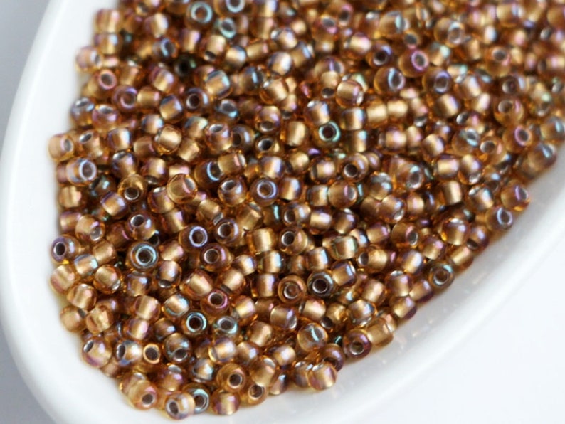 10g Toho Rocailles 110 Gold Lined Topaz Rainbow TR-11-278 Toho Seed Beads size 11 golden amber AB