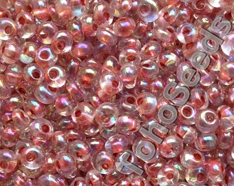 10g 3mm Magatama Beads Inside Color Rainbow Crystal Sandstone TM-03-784 Pink Drop Bead, Drop Rocailles 3mm rose