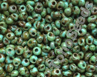 10g Magatama 3mm Toho Seeds Beads Hybrid Opaque Turquoise Green Picasso TM-03-Y307 Green Travertine Drops Rocailles size 3mm