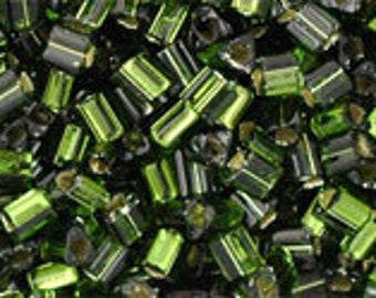 10g Triangle Toho Seeds Beads size 11/0 Silver Lined Olivine TG-11-37 Rocailles size 11/0 Olive Green Silver Line Metallic