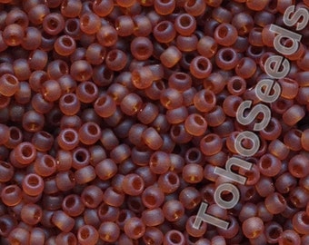 10g Toho Seed Beads 8/0 Transparent Matte Frosted Smoky Topaz TR-08-941F Japan Toho Rocailles size 8 Frosted Dark Brown