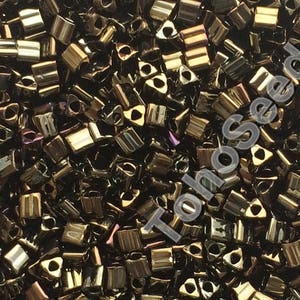 10g Triangle Toho Seeds Beads size 11/0 Metallic Iris Brown TG-11-83 Rocailles size 11/0 Metallic Brown image 1