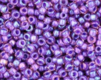 10g Toho Seeds Bead 15/0 Inside Color Rainbow Rosaline Opaque Purple Lined TR-15-928 Toho Rocailles size 15 lilac lavender rainbow rocailles