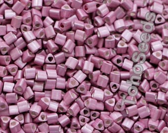 10g Triangle Beads size 11/0, Matte Metallic Vintage Rose Frosted TG-11-553F Japan Rocailles size 11/0 Metallic Matte Pink