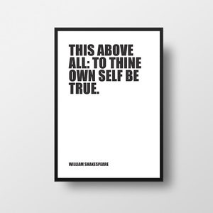 William Shakespeare, This above all, to thine own self be true, Hamlet, Literature Art Print, Book Art Print, Reading Art, Book Quote