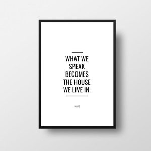 Hafiz, Quello che parliamo, Citazioni di Hafiz, Citazione di vita, Stampa di citazioni di poesia, Poster di poesia, Poesia letteraria, Citazione motivazionale, Stampa bookworm