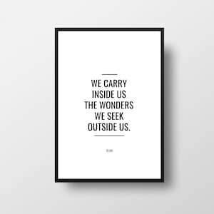 Rumi, Llevamos dentro de nosotros, Rumi Quotes, Wonder Quote, Poetry Quote Print, Poetry Poster, Literature Print, Motivational Quote, Bookworm Print