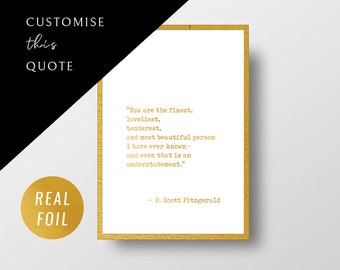 Custom Foil Quote Print, Personalized Book Print