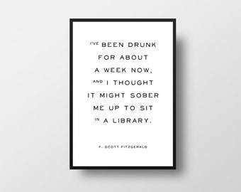 F Scott Fitzgerald Library Quote Art Print