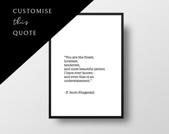Custom Typewriter Quote Print, Personalized Literary Art