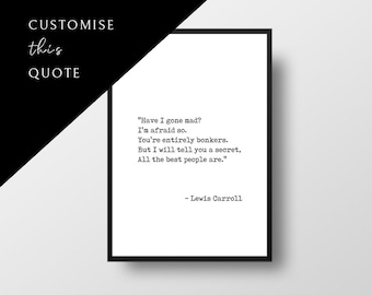 Personalized Typewriter Quote Print, Literary Art, Custom Poster