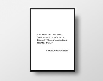 Nietzsche Dancing Quote Poster, Existentialism Art