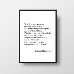 Fitzgerald Quote, I Fell in Love, Courage, The Great Gatsby, Strong,  Romantic Quote, F Scott Fitzgerald, Typewriter Quote, Vintage