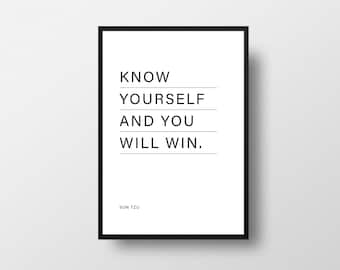 Sun Tzu Quote Print, Know Yourself, The Art of War
