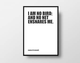 Charlotte Bronte Print, Jane Eyre Quote, Literary Poster