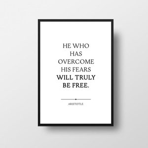 Aristotle Quote Print, Overcome Fears, Philosophy Wall Art