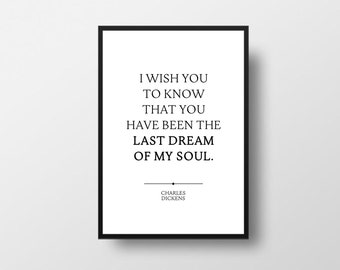 Charles Dickens Quote Print, Romantic Book Art
