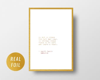 Ralph Waldo Emerson Quote Poster, Gold Foil Print, Minimalist Wall Art