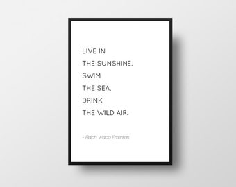 Emerson Zitat Kunstdruck, minimalistische literarische Wandkunst