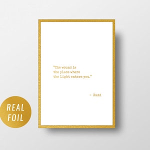 Rumi, poesia leggera, citazione sulla luce, poesia di Rumi, poster di poesia, citazione letteraria, citazione sulla vita, consapevolezza, citazione di Rumi, stampa tipografica
