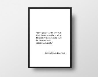 Emerson Quote Print, Inspirational Wall Art, Minimalist Design