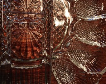 Heavy Pressed Glass Deviled Egg Dish