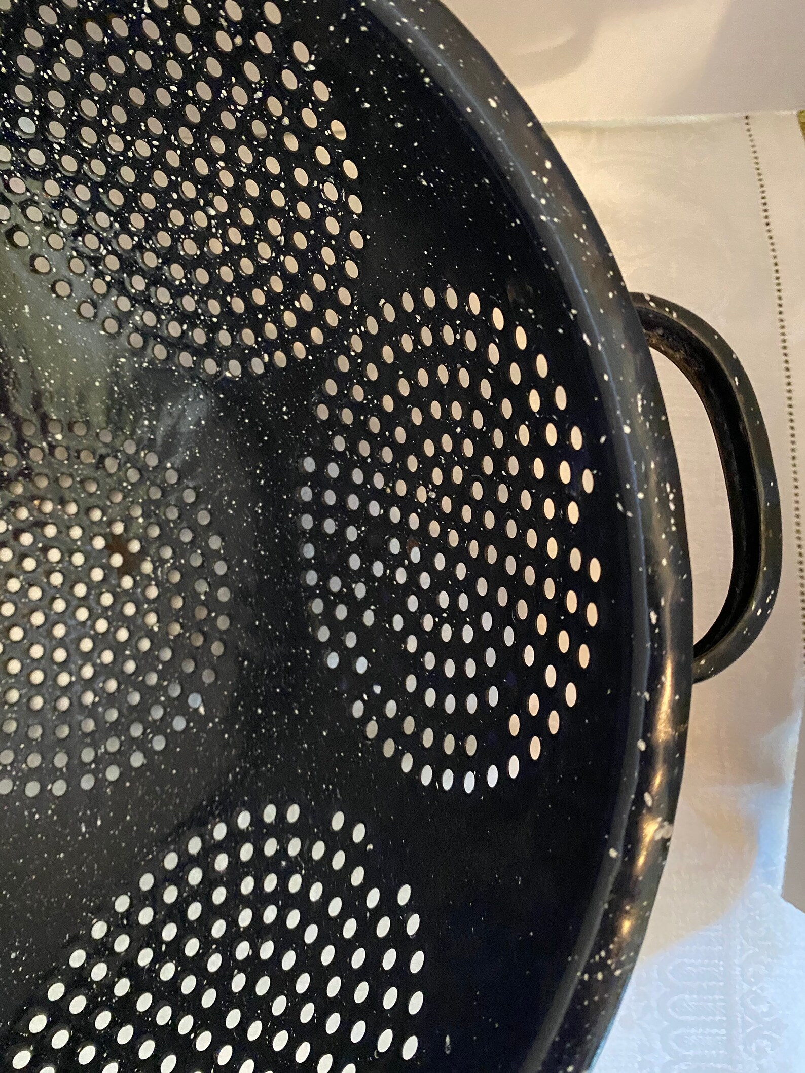 Vintage Blue Speckled Enamel Footed Colander Strainer Large Etsy