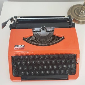 Vintage orange brother 210 typewriter - Working Japan typewriter - orange typewriter