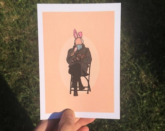 Happy Easter | A6 Postcard Print | Handmade | Illustration | Meme | Funny Print | Bernie Sanders