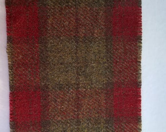 Dolls House Accessories:  100% FINE Wool PLAID  Blanket / Throw / Rug       OOAK