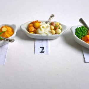 Dolls House Food: Miniature Food - China Serving Dishes of Vegetables and Potatoes ....    OPTIONS  available ...  OOAK