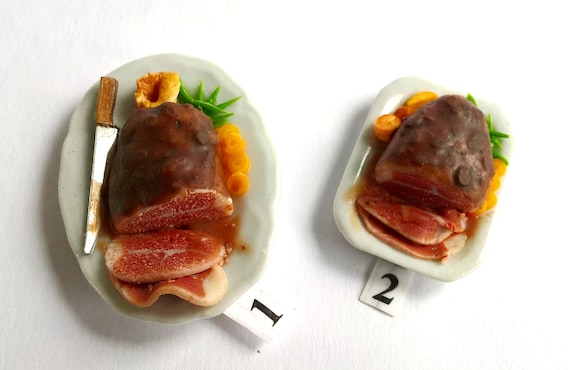 Dollhouse Miniature Dinner Roasted Pork Loin Platter ~ Food for the Table 
