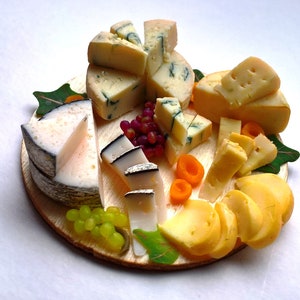 1:12 Dolls House Food- BOARD 4 - Miniature Food - Handmade, Realistic;  Large Cheese Board for a Buffet, Celebration, Dinner Party   OOAK