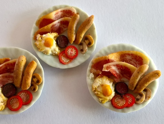 Dolls House Food: Miniature Food - A Breakfast Plate for One - Full  Scottish Breakfast - English breakfast - Cooked Breakfast