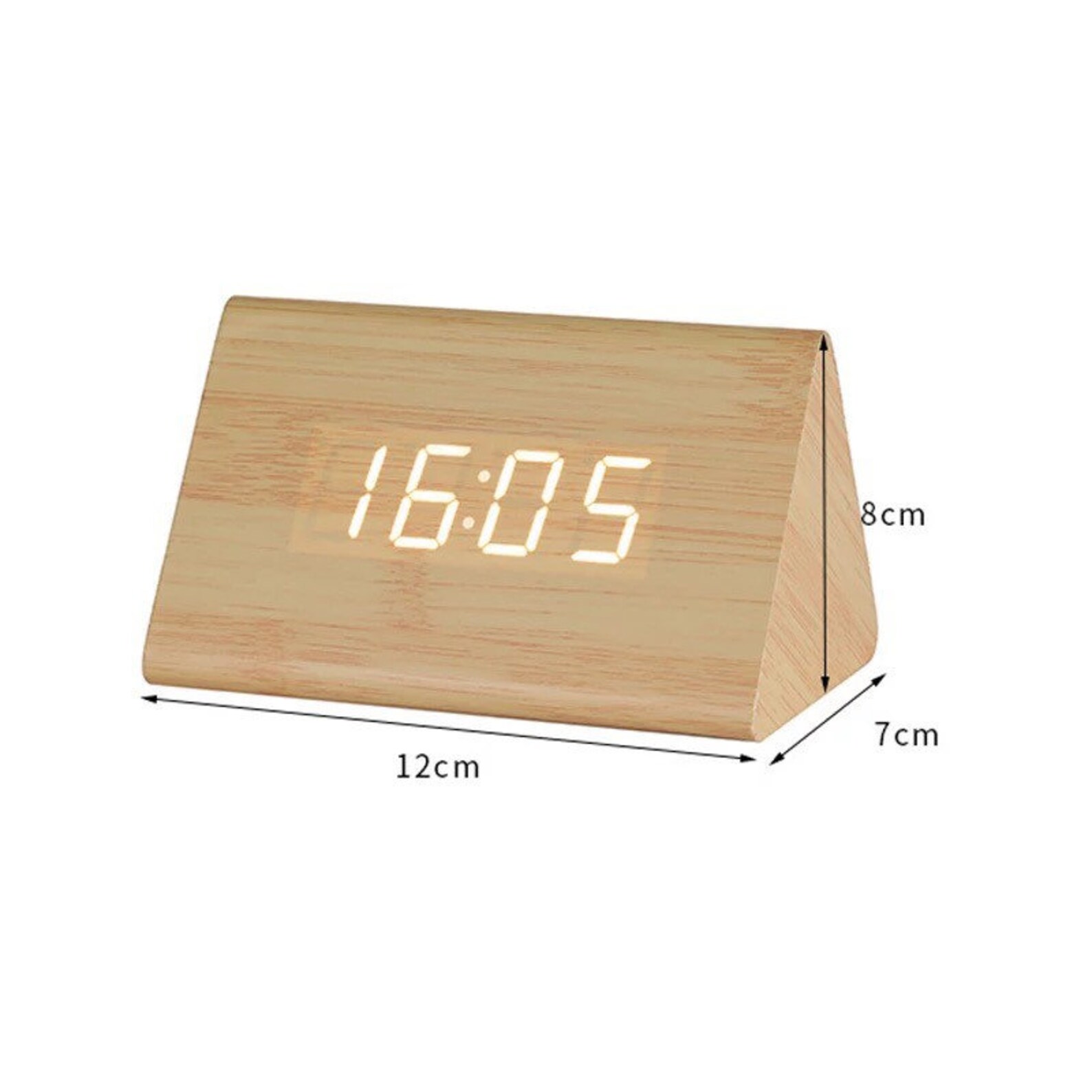Digital Wooden LED Desktop Clock Cube Voice Controlled Alarm Etsy