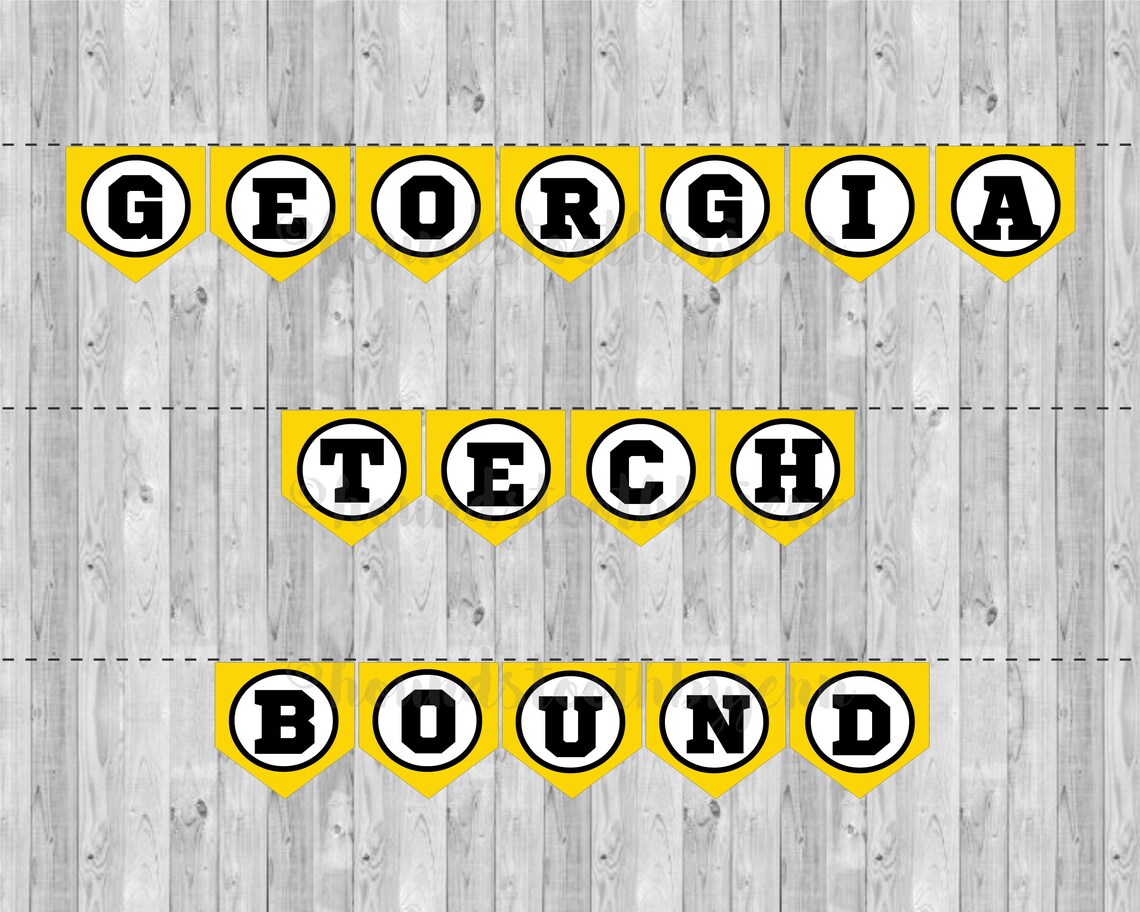 TECH BOUND Printable Banner Ga Tech University Yellow Etsy