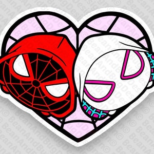 Spider-Man Miles Morales & Ghost Spider Gwen Stacy Heart - Cricut-ready digitale bestanden