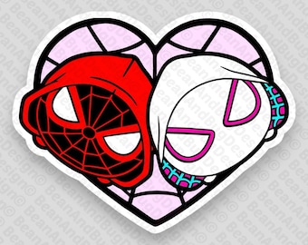 Spider-Man Miles Morales & Ghost Spider Gwen Stacy Heart - Fichiers numériques prêts pour la coupe Cricut