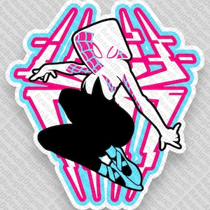 FanArt Ghost Spider Gwen Pose Glitch Cricut-Ready Pacote de arquivos digitais JPG/PNG/SVG