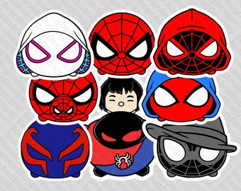 Fanart Spider-Man Spider-Verse Heroes Tsum Tsum Cricut-Ready JPG/PNG/SVG Digital Files Pack