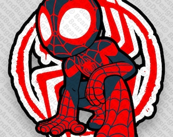 FanArt Spider-Man Miles Morales Pose Shield Cricut-Ready JPG/PNG/SVG Digitala Filpaket