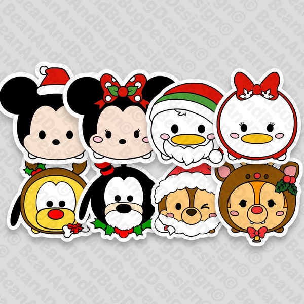 FanArt Christmas Mickey And Friends Tsum Tsum Pack Cricut-Ready JPG/PNG/SVG Digital Files