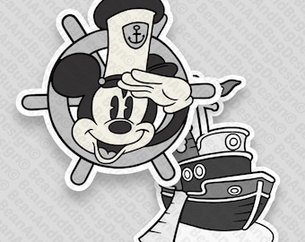 Pack de fichiers numériques JPG/PNG/SVG FanArt Steamboat Willie Tugboat Cricut-Ready