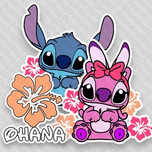 FanArt Lilo & Stitch&#39;s Stitch And Angel Ohana Bundle Cricut-Ready JPG/PNG/SVG Digital Files Pack