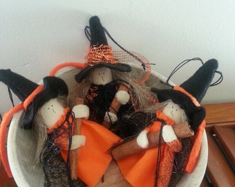 Primitive Halloween Witch Bowl Fillers Or Ornies