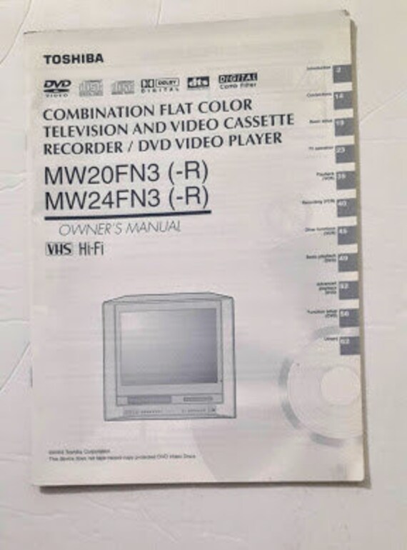 Toshiba Tv Dvd Player Vcr Combo Owner S Manual For Models Etsy