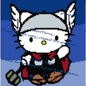Kitty em padrão gráfico de crochê personalizado
