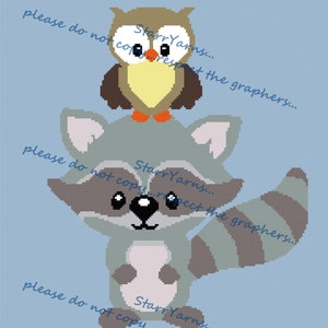 Animal Friends Owl and Racoon Crochet Graph Pattern