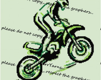 Patrón gráfico de crochet de silueta de moto de cross